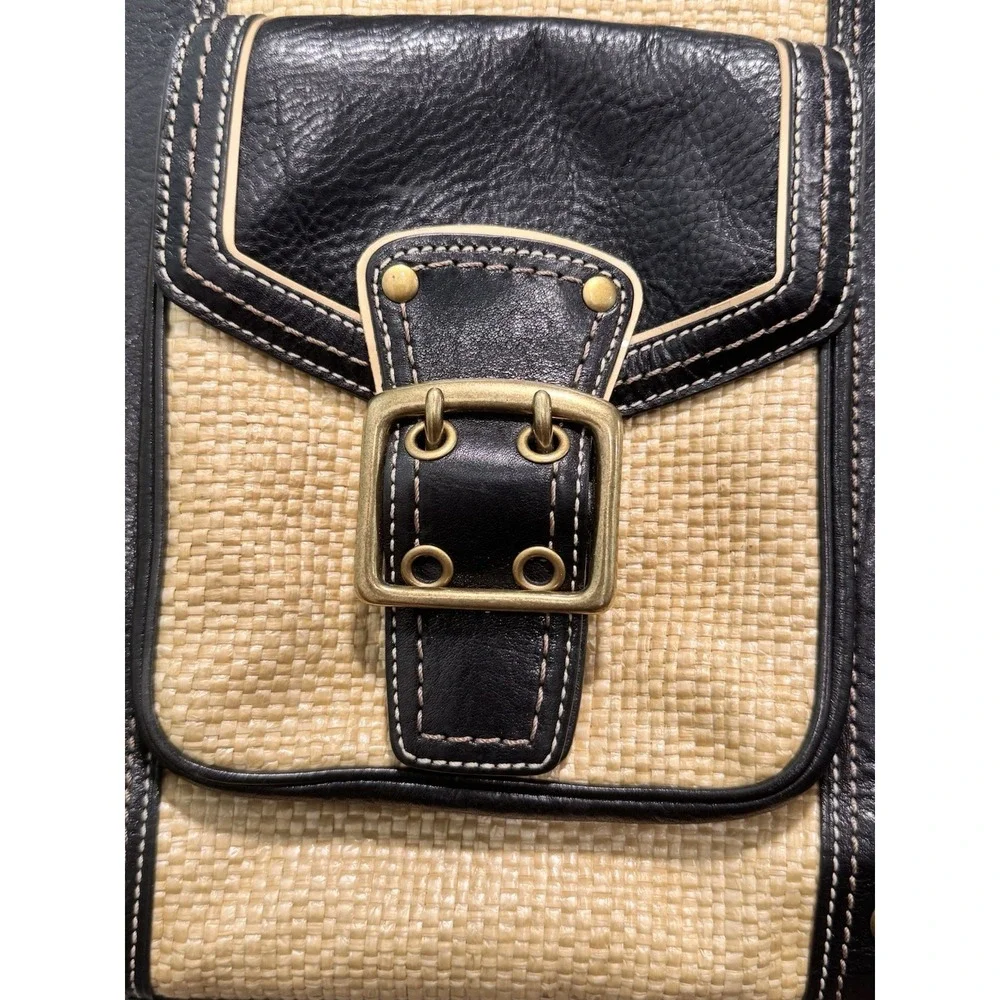Coach Y2K Legacy Black Buckle Straw Shoulder Bag *RARE** Exc condition..